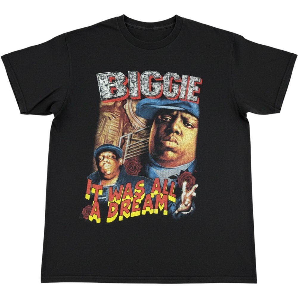 Notorious BIG It Was All A Dream Graphic T-Shirt Mens Black Biggie Smalls Rap T